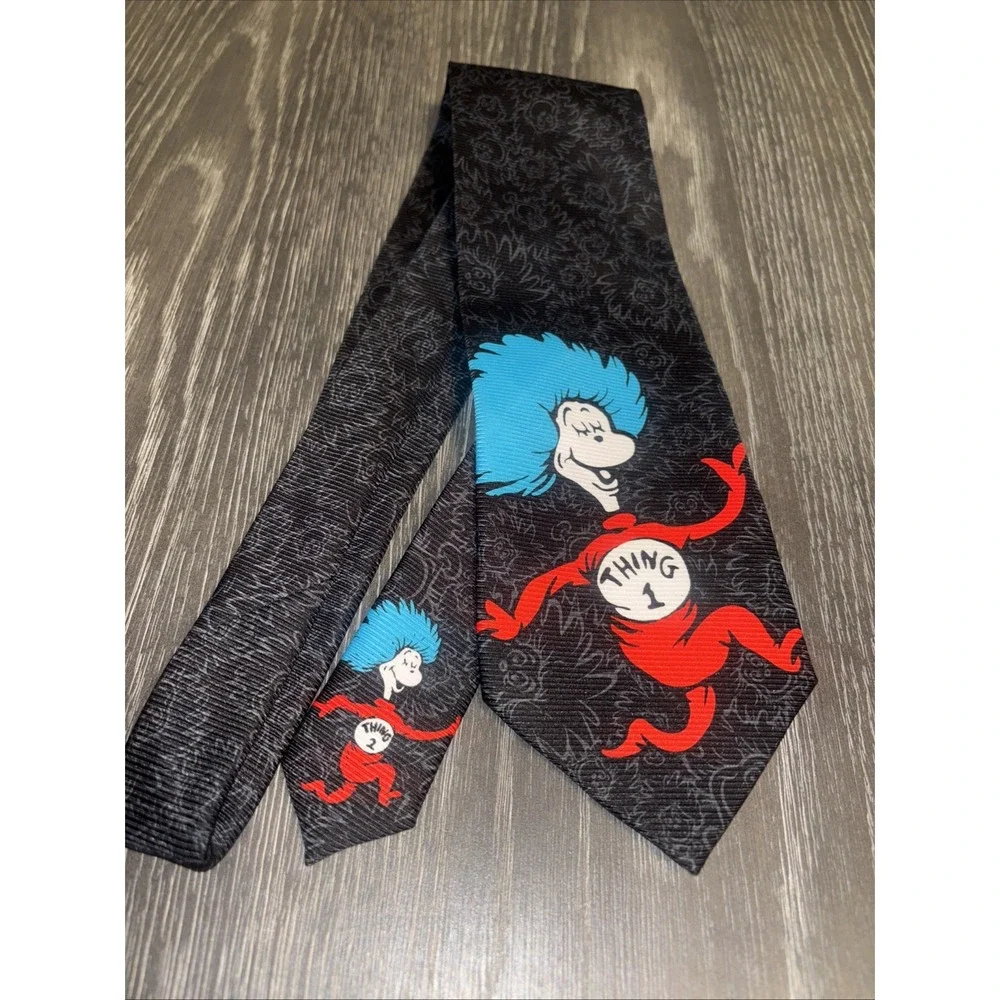 DR. SEUSS THING 1 POLYESTER TIE NECKTIE‎ CLOSE-UP PHOTO DESIGN